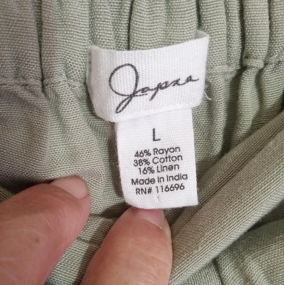 Japna sage green linen blend wide leg pants with fabric tie belt women's size L - Picture 5 of 7